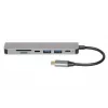 Docking-Hub IBOX IUH3SL4K USB Type-C 5 Gbit/s, HDMI 4K@30Hz, PD bis 100 W, 2x USB-A, 2x USB-C, Kartenleser, Silber