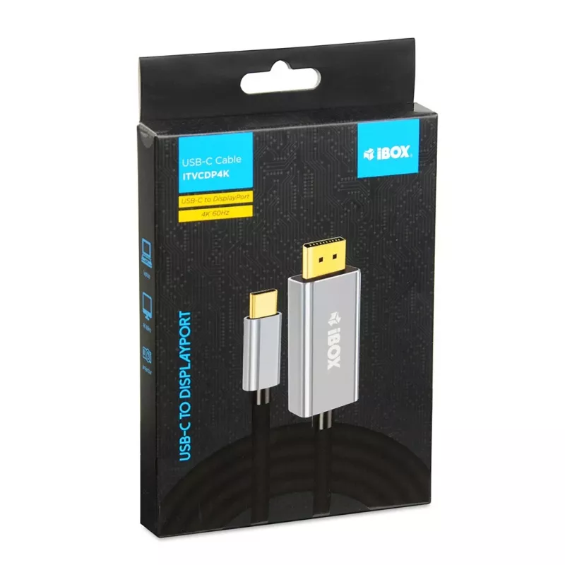 Videokabel-Adapter IBOX ITVCDP4K USB Type-C auf DisplayPort 1,8 m Schwarz