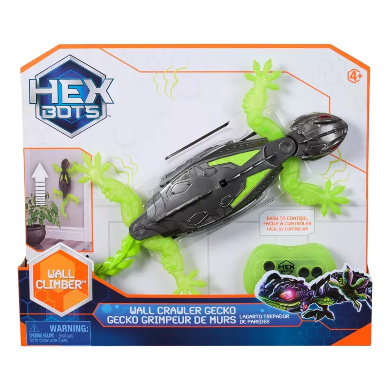 HEX BOTS | Interaktiver Spielzeug-Wandkrabbler-Gecko-RC-Roboter | Grün/Grau