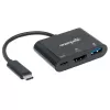 Manhattan USB-C-Dock/Hub, Ports (x3): HDMI, USB-A und USB-C, 5 Gbit/s (USB 3.2 Gen1 alias USB 3.0), mit Power Delivery (60W) zum USB-C-Port (Hinweis: zusätzliches USB-C-Netzteil und USB-