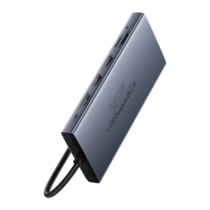 Hub 13in1 Baseus PortalJoy USB-C auf HDMI+DP+VGA+C+USB+PD+RJ45+SD/TF+3,5mm (grau)