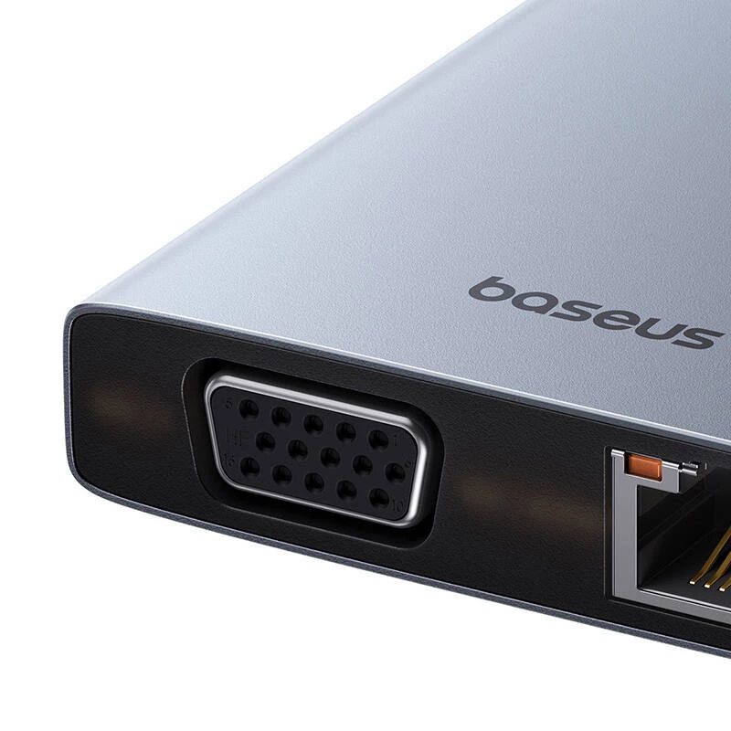 Hub 13in1 Baseus PortalJoy USB-C auf HDMI+DP+VGA+C+USB+PD+RJ45+SD/TF+3,5mm (grau)