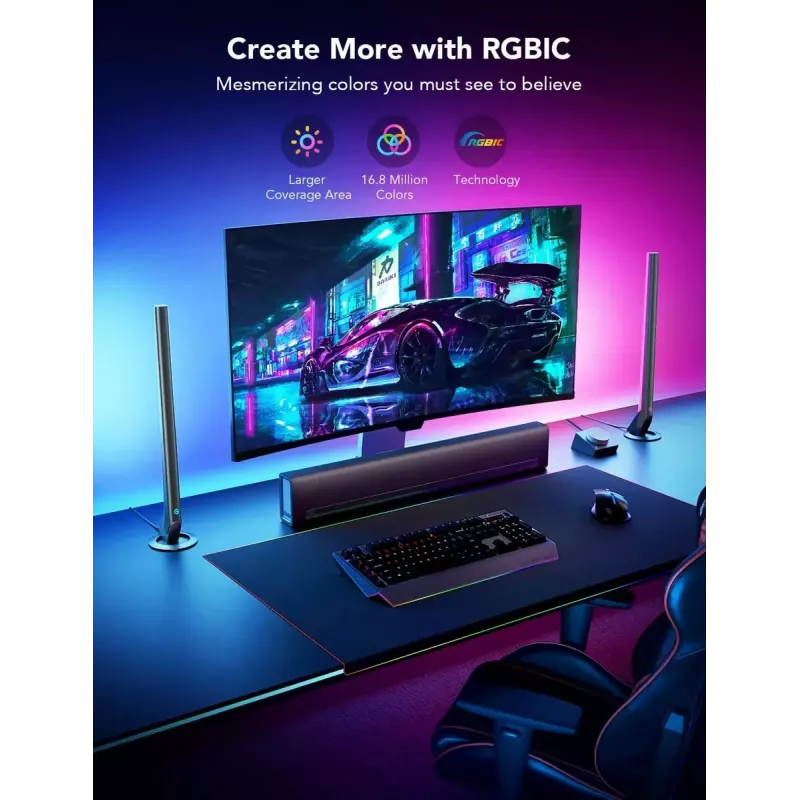Tisch- und Pendel-Gaming-Lichtleisten Govee H6047 RGBIC Wi‑Fi, mehrzonige RGBIC-Beleuchtung