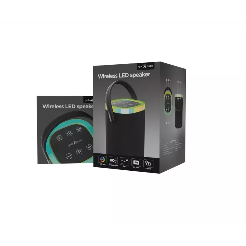 Tragbarer Lautsprecher GEMBIRD SPK-BT-LED-06, Bluetooth, integrierte LED, wiederaufladbarer Akku