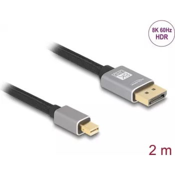 DeLOCK Mini DisplayPort auf DisplayPort Kabel 8K 60 Hz 2 m grau Metall