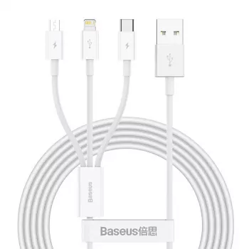 USB-Kabel Baseus Superior USB 2.0 1,5 m USB A USB C/Micro USB A/Lightning Weiß
