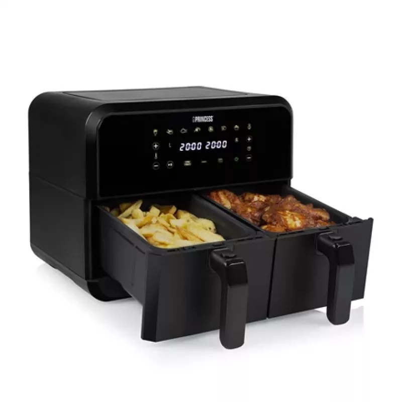 Airfryer Princess 1.182068.01.001 Doppelkammer-Heißluftfritteuse 8 L 2400 W 220 °C Touch LED (schwarz)