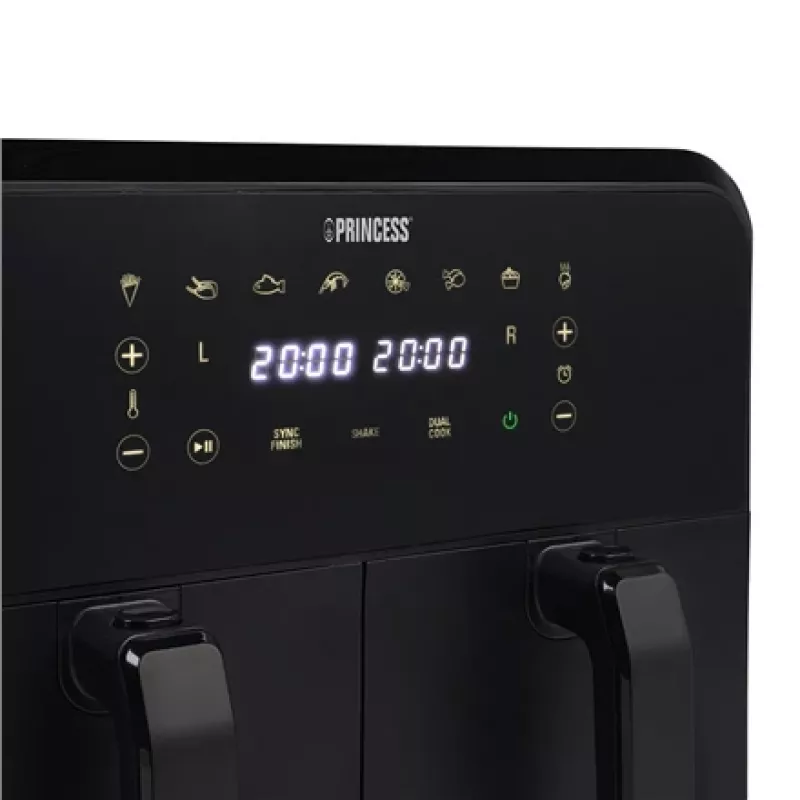 Airfryer Princess 1.182068.01.001 Doppelkammer-Heißluftfritteuse 8 L 2400 W 220 °C Touch LED (schwarz)