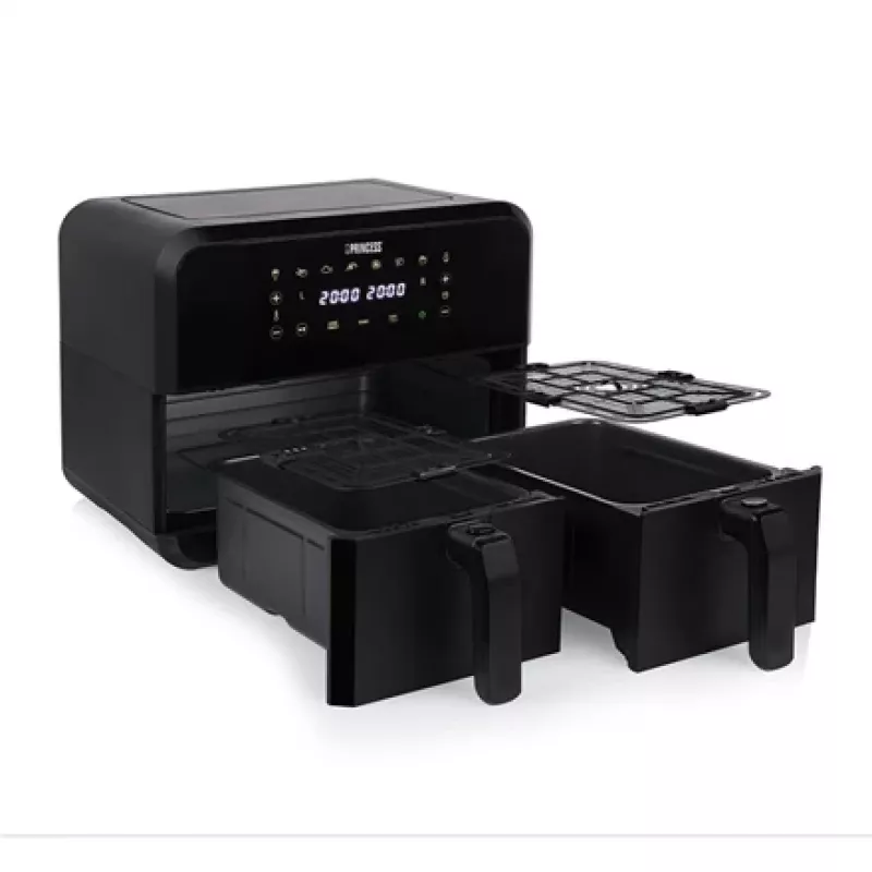 Airfryer Princess 1.182068.01.001 Doppelkammer-Heißluftfritteuse 8 L 2400 W 220 °C Touch LED (schwarz)