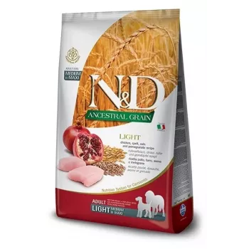 FARMINA N&D ANCESTRAL GRAIN DOG LIGHT - HÜHNCHEN, DINKEL, HAFER UND GRANATAPFEL AUSGEWACHSEN MITTEL & MAXI 12 kg