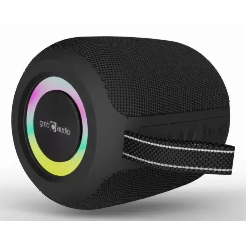Mono tragbarer Lautsprecher GEMBIRD GMB Audio SPK-BT-LED-05-BK — 8 W RMS, 6,6 cm Treiber, Bluetooth, MicroSD-Unterstützung, schwarzer Zylinder