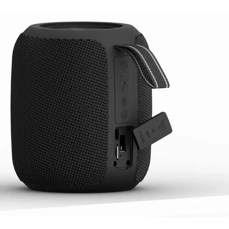 Mono tragbarer Lautsprecher GEMBIRD GMB Audio SPK-BT-LED-05-BK — 8 W RMS, 6,6 cm Treiber, Bluetooth, MicroSD-Unterstützung, schwarzer Zylinder