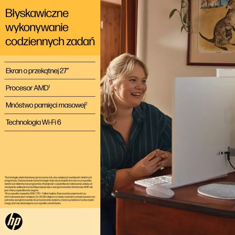 All-in-One PC HP 27-cr0232nw — AMD Ryzen 5 7520U, 16GB RAM, 512GB SSD, 27 Zoll FHD, Windows 11 Home, Wi‑Fi 6 (Weiß)