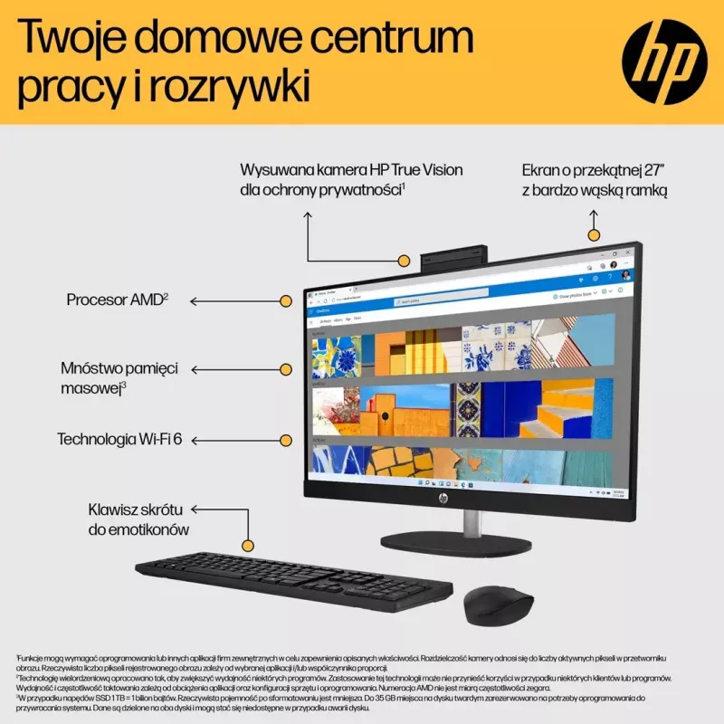 All-in-One PC HP 27-cr0232nw — AMD Ryzen 5 7520U, 16GB RAM, 512GB SSD, 27 Zoll FHD, Windows 11 Home, Wi‑Fi 6 (Weiß)