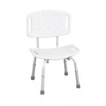 Duschhocker REHA FUND WILSON RF-820 mit ausgeschnittener Rückenlehne, U-förmigem PVC-Sitz, höhenverstellbar 75–85 cm, belastbar bis 110 kg, weiß
