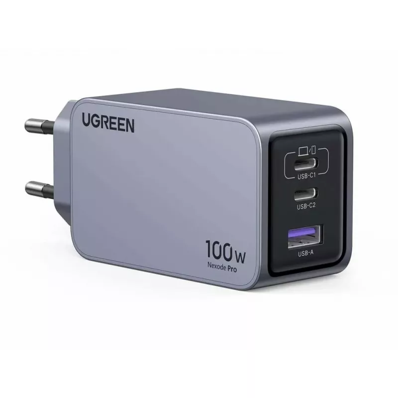 UGREEN Indoor-Ladegerät Nexode Pro 3-Port GaN PD Schnellladegerät 2 USB Type-C