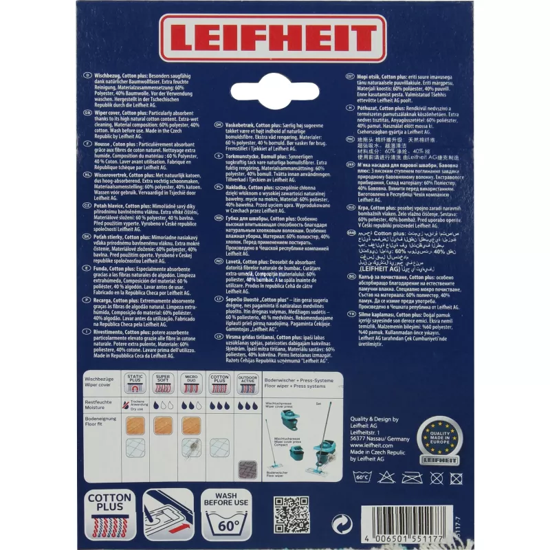 Wischmoppkopf Leifheit 55117 Elfenbein Türkis Ersatzkopf für Flachwischsysteme
