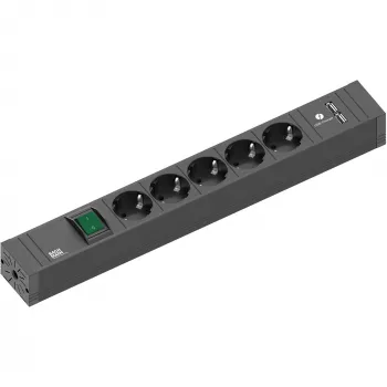 Power Extension Bachmann 420.0021 2m 5 AC Outlets Indoor Schwarz