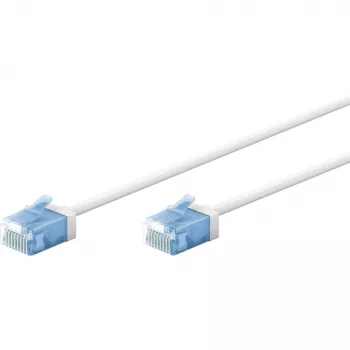 Goobay Ultra-Flexibles CAT 6A Patchkabel schlank U/UTP Weiß - extrem kurzer Stecker (74286)