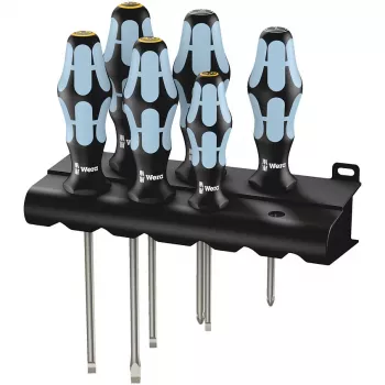 Wera 3334/3355/6 Schraubendrehersatz. Edelstahl + Halterung