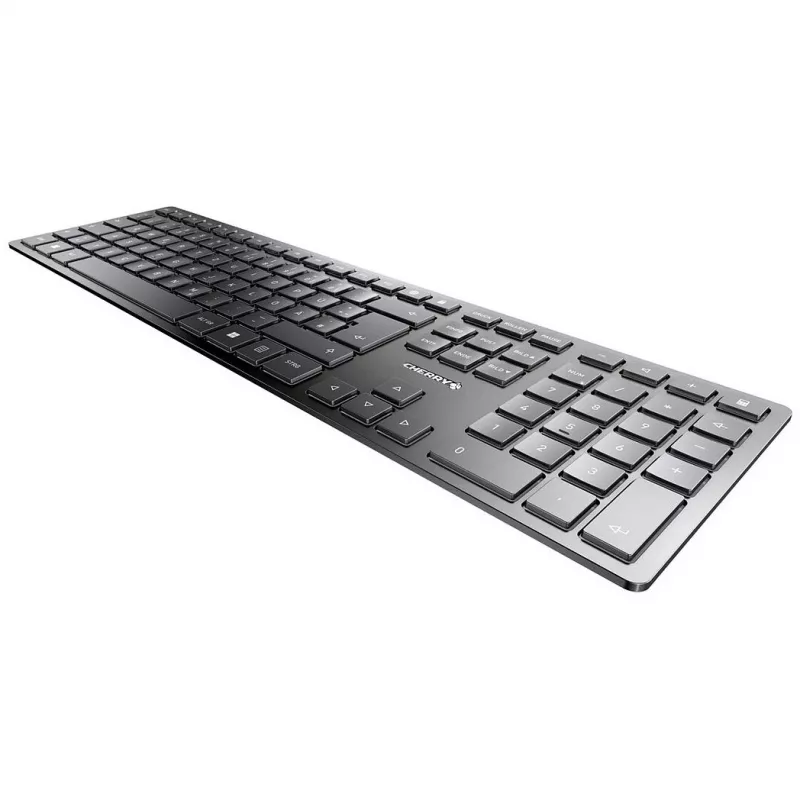 Cherry KW 9100 schlank Portugal Schwarz – kabellose Tastatur, 2,4 GHz & Bluetooth, QWERTY Portugiesisch
