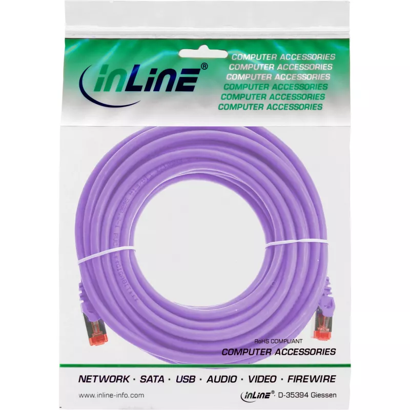 InLine Patchkabel S/FTP PiMF Cat.6 250MHz PVC Kupfer lila 15m