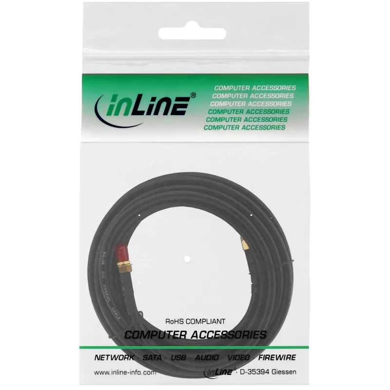Netzwerkkabel InLine WIFI-Kabel R-SMA-Stecker R-SMA-Kupplung 10 m