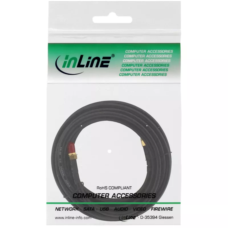 Netzwerkkabel InLine WIFI-Kabel R-SMA-Stecker R-SMA-Kupplung 10 m