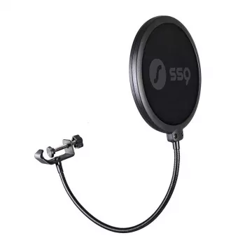 Popschutz SSQ Double Pop Filter SSQ POP1 SS-1923 für Studiomikrofone, zweilagiges Metallgewebe, verstellbarer Schwanenhals