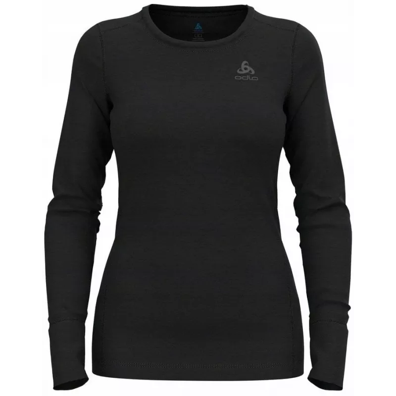 Odlo BL TOP Rundhalsausschnitt l/s MERINO 200 Damen-T-Shirt, Größe S, Schwarz
