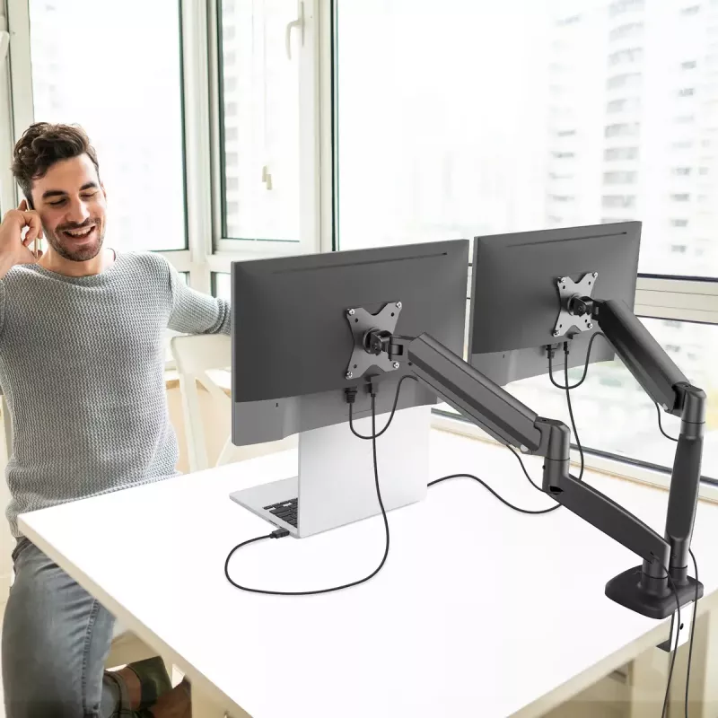j5create JTSA102 Ergonomische Dual-Monitorhalterung Schwarz Klemme/Tischdurchführung 16 kg