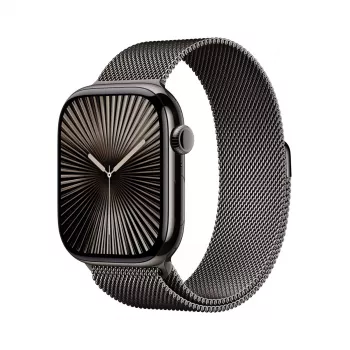Smartwatch Apple Watch Series 10 GPS + Cellular 46mm Schiefer Titan Gehäuse mit Schiefer Milanese Loop - S/M