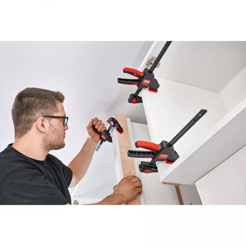 Tischklemme Bessey EZR15SET Einhand, 150 mm Spannweite, 60 mm Ausladung, schwarz/rot