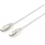 Equip - USB-Kabel - USB (M) auf USB Typ B (M) - USB2.0 - 5,0m - Transparent Silber (128652)