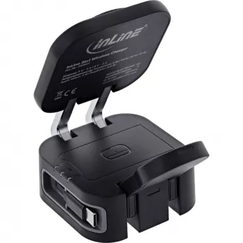Kabelloses Ladegerät für den Innenbereich InLine 33392T für Kopfhörer, Headsets, Smartphones und Smartwatches – USB-Stromversorgung 9/12 V, Schwarz