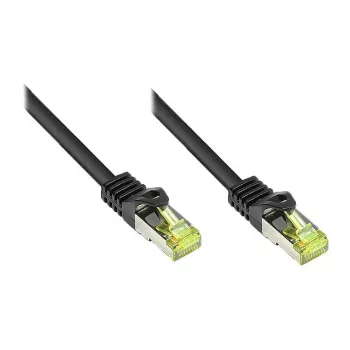RJ45-Patchkabel mit Cat.7-Rohkabel und Rasthebelschutz (RNS®), S/FTP, PiMF, halogenfrei, 600 MHz, OFC, Schwarz, 25 m, Good Connections® (8070R-250S)