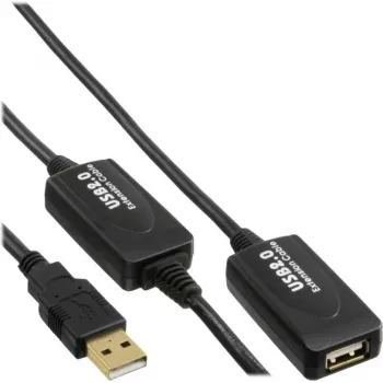 USB-Verlängerungskabel InLine 5771000120 — 20 m, USB-A-Stecker auf USB-A-Buchse, schwarz