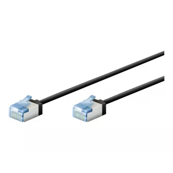 Goobay Ultra-Flexibles CAT 6A Patchkabel slim U/FTP schwarz - extra-kurzer Stecker (74315)