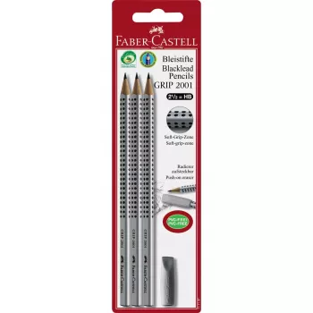 FABER-CASTELL Bleistift Grip 2001 HB 3x +Radierer BK