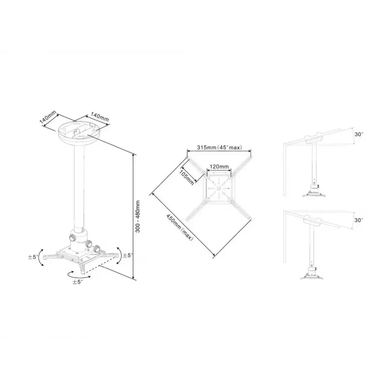 Deckenhalterung Multibrackets M Universal Projector 300-480 mit Feineinstellung