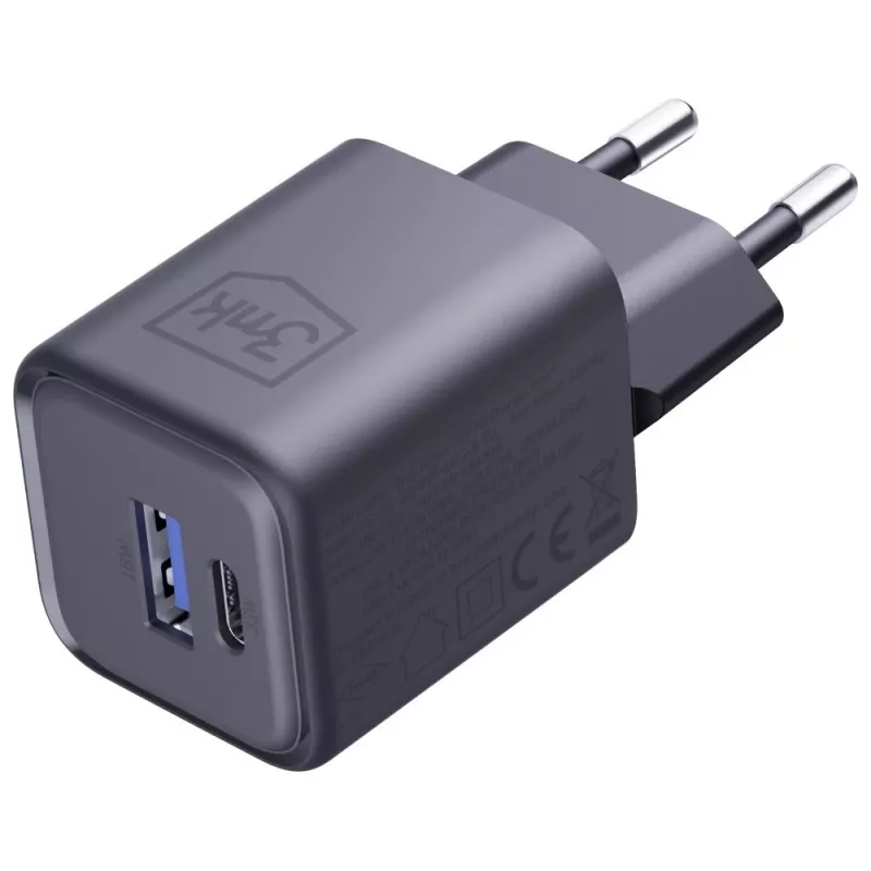 Ladegerät 3MK Hyper Charger PD 33W GaN QC4+ schwarz — 33W PD-Schnellladegerät mit GaN-Technologie