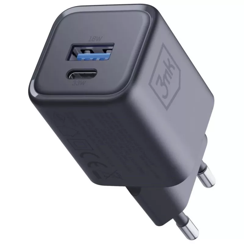 Ladegerät 3MK Hyper Charger PD 33W GaN QC4+ schwarz — 33W PD-Schnellladegerät mit GaN-Technologie