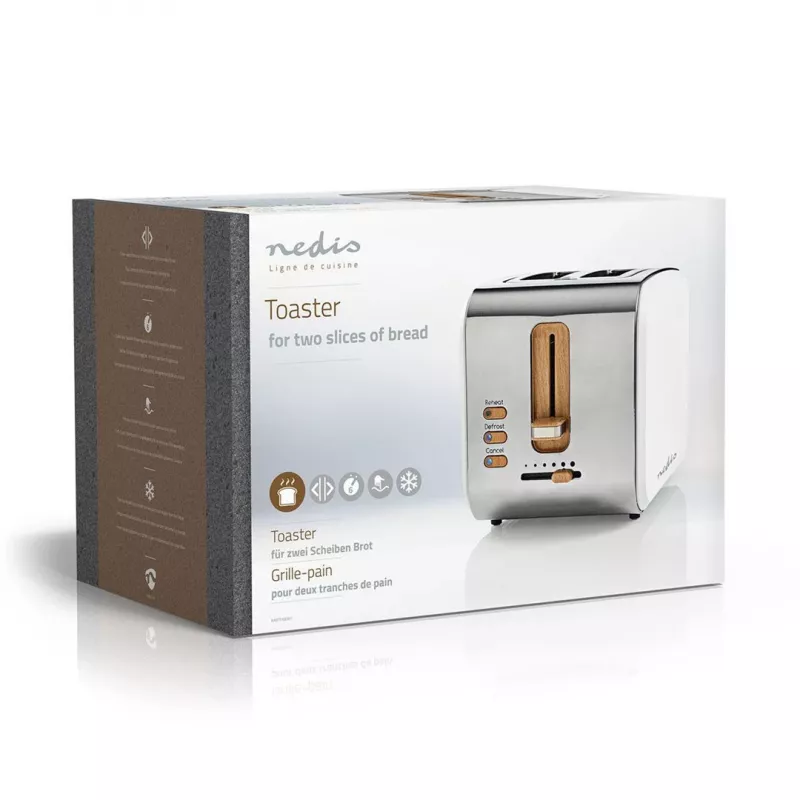 Toaster Nedis KABT510EWT – 2-Scheiben-Edelstahlgehäuse, 900 W, Weiß