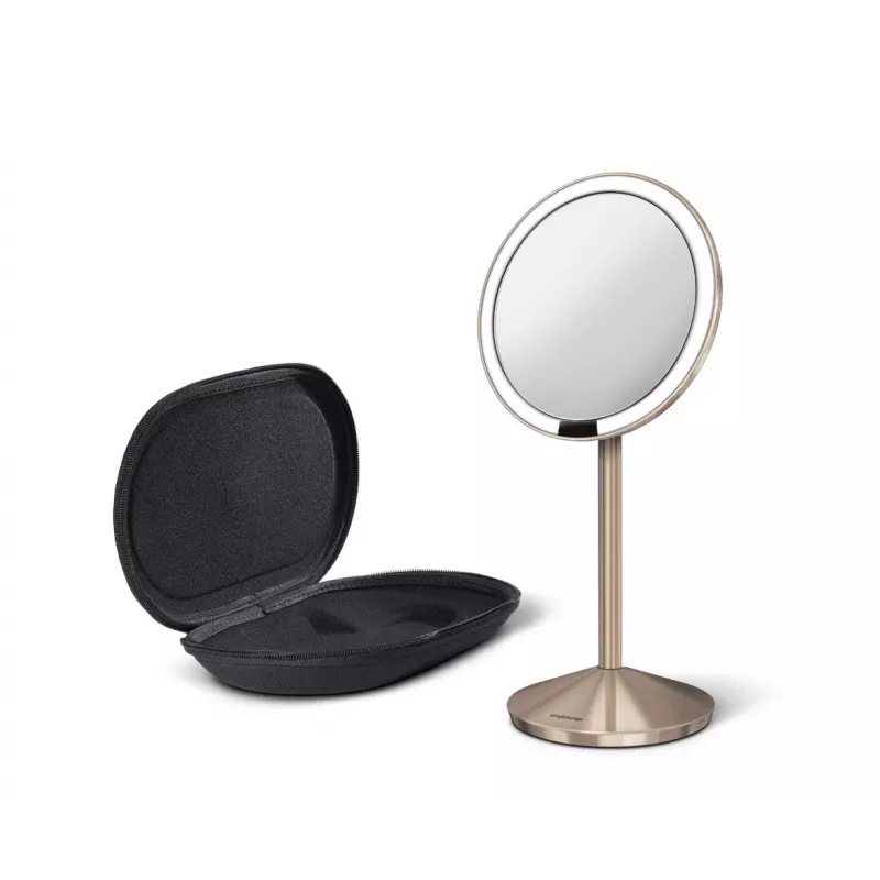 simplehuman Klappspiegel mit Sensor, 12 cm, wiederaufladbar, Edelstahl Roségold