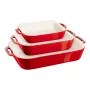 ZWILLING Staub Keramik rechteckiges Backset 3 Stück, rot, max. 300°C