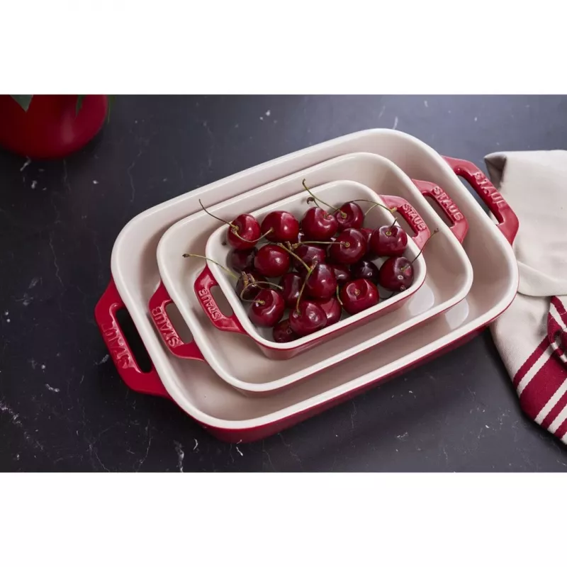 ZWILLING Staub Keramik rechteckiges Backset 3 Stück, rot, max. 300°C