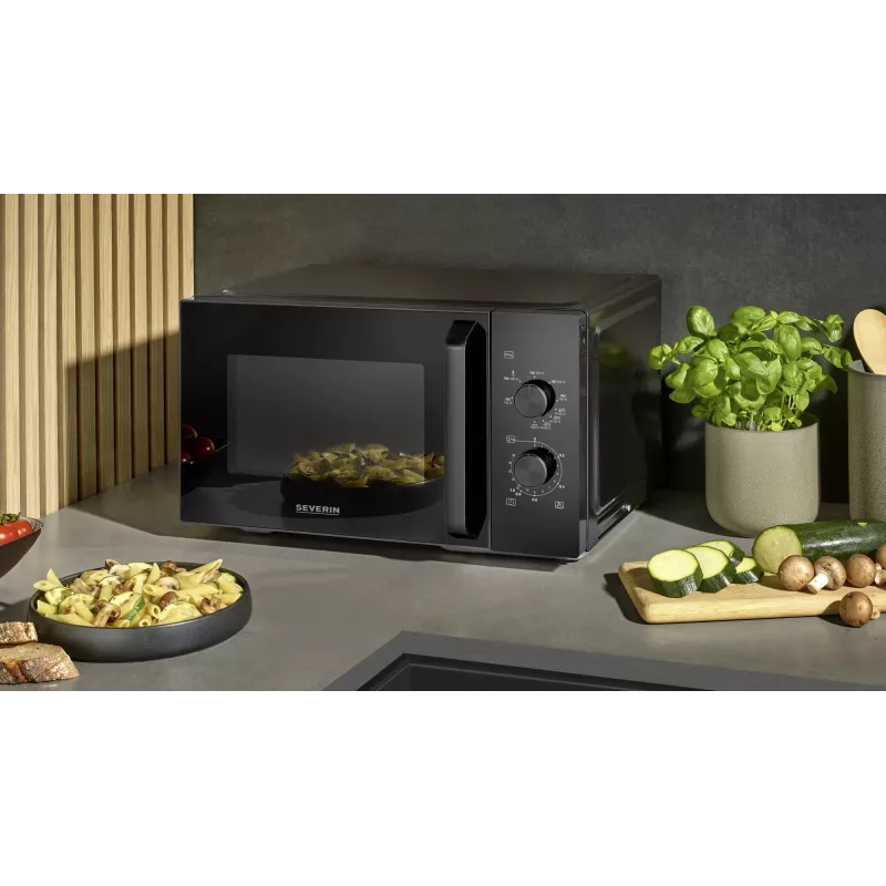 Kombinationsmikrowelle SEVERIN MW 7792, Tischgerät, 20 L, 900 W, Schwarz, Tasten und Drehregler