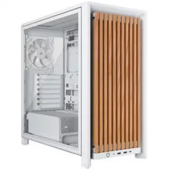 Mid-Tower PC-Gehäuse CORSAIR FRAME 4000D RS Wood Weiß/Eiche, Mid-Tower ATX-kompatibel, gehärtetes Glas