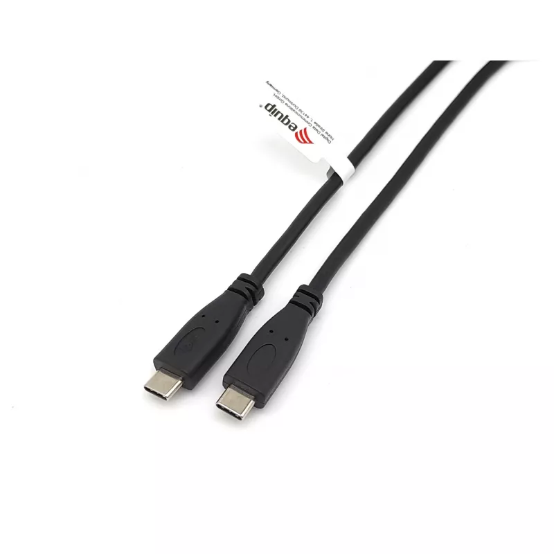 EQUIP USB 2.0 Typ-C-auf-Typ-C-Kabel M/M 0,3 m PD 60 W, 0,48 Gbit/s, vernickelte Kontakte, schwarz