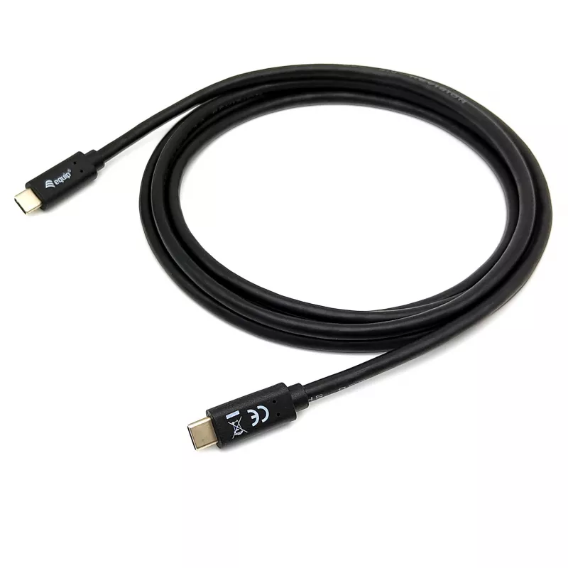 USB-C-auf-USB-C-Kabel EQUIP 128348, USB 3.2 Gen 1 (5 Gbit/s), PD 60 W, 0,5 m, schwarz